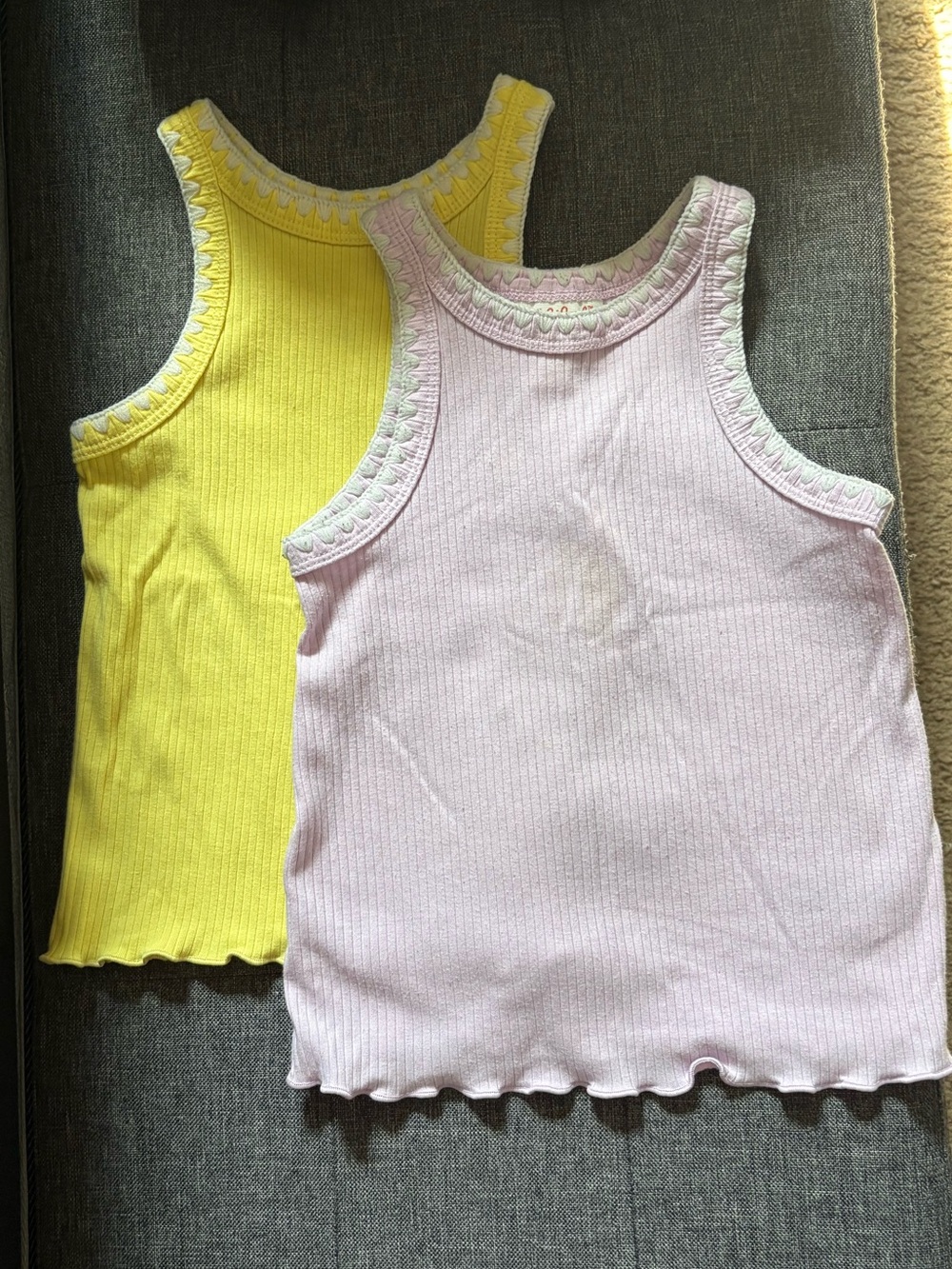 Cat & Jack Girls Ribbed Tank Top Set - Yellow & Lilac